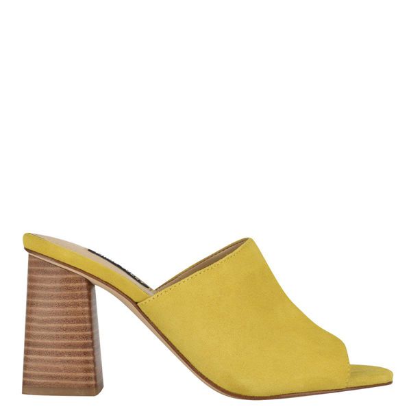 Nine West Yuna Heeled Yellow Slides | South Africa 19U63-6L92